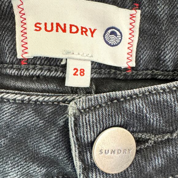 Anthro Sundry Womens Ankle Straight Jeans Size 28 Embroider Stars Washed Black - Picture 5 of 12